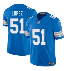 Men's Detroit Lions #51 Roy Lopez Blue 2025 F.U.S.E. Vapor Limited Football Stitched Jersey