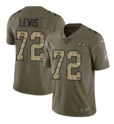 Youth Nike Baltimore Ravens #72 Alex Lewis Limited Olive/Camo Salute to Service NFL Jersey