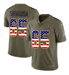 Men's Nike Baltimore Ravens #65 Nico Siragusa Limited Olive/USA Flag Salute to Service NFL Jersey