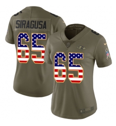 Women's Nike Baltimore Ravens #65 Nico Siragusa Limited Olive/USA Flag Salute to Service NFL Jersey