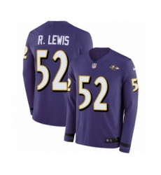 Men's Nike Baltimore Ravens #52 Ray Lewis Limited Purple Therma Long Sleeve NFL Jersey