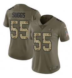 Women's Nike Baltimore Ravens #55 Terrell Suggs Limited Olive/Camo Salute to Service NFL Jersey