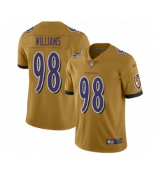 Men's Baltimore Ravens #98 Brandon Williams Limited Gold Inverted Legend Football Jersey