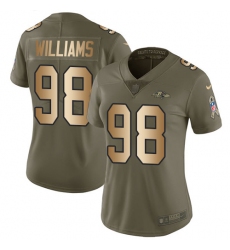 Women's Nike Baltimore Ravens #98 Brandon Williams Limited Olive/Gold Salute to Service NFL Jersey