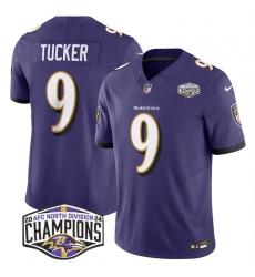 Men's Baltimore Ravens #9 Justin Tucker Purple F.U.S.E 2024 AFC North Division Champions Vapor Limited Football Jersey Men's Baltimore Ravens #9 Justin Tucker Purple F.U.S.E 2024 AFC North Division Champions Vapor Limited Football Jersey