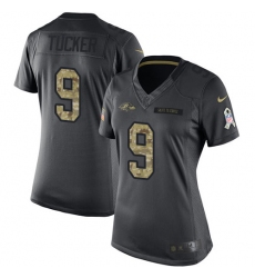 Women's Nike Baltimore Ravens #9 Justin Tucker Limited Black 2016 Salute to Service NFL Jersey Women's Nike Baltimore Ravens #9 Justin Tucker Limited Black 2016 Salute to Service NFL Jersey