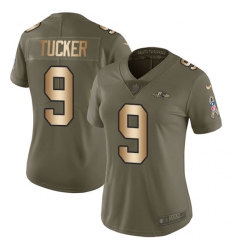 Women's Nike Baltimore Ravens #9 Justin Tucker Limited Olive/Gold Salute to Service NFL Jersey Women's Nike Baltimore Ravens #9 Justin Tucker Limited Olive/Gold Salute to Service NFL Jersey