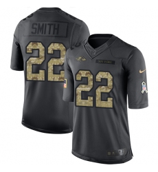Men's Nike Baltimore Ravens #22 Jimmy Smith Limited Black 2016 Salute to Service NFL Jersey