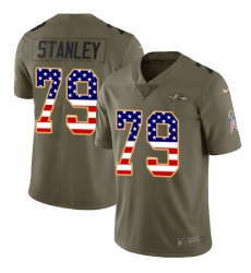 Men's Nike Baltimore Ravens #79 Ronnie Stanley Limited Olive/USA Flag Salute to Service NFL Jersey