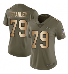 Women's Nike Baltimore Ravens #79 Ronnie Stanley Limited Olive/Gold Salute to Service NFL Jersey