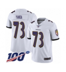 Men's Baltimore Ravens #73 Marshal Yanda White Vapor Untouchable Limited Player 100th Season Football Jersey