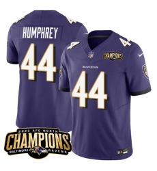 Men's Baltimore Ravens #44 Marlon Humphrey Purple 2023 F.U.S.E. AFC North Champions Vapor Limited Football Stitched Jersey Men's Baltimore Ravens #44 Marlon Humphrey Purple 2023 F.U.S.E. AFC North Champions Vapor Limited Football Stitched Jersey
