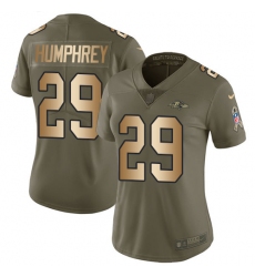 Women's Nike Baltimore Ravens #29 Marlon Humphrey Limited Olive/Gold Salute to Service NFL Jersey Women's Nike Baltimore Ravens #29 Marlon Humphrey Limited Olive/Gold Salute to Service NFL Jersey