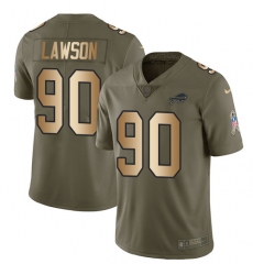 Youth Nike Buffalo Bills #90 Shaq Lawson Limited Olive/Gold 2017 Salute to Service NFL Jersey