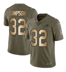 Youth Nike Buffalo Bills #32 O. J. Simpson Limited Olive/Gold 2017 Salute to Service NFL Jersey