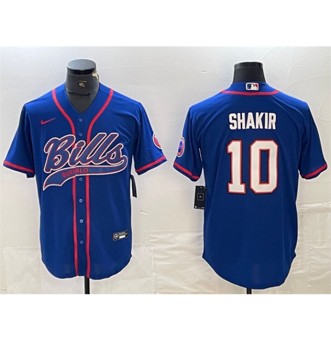Men's Buffalo Bills #10 Khalil Shakir With Cool Base Stitched Baseball Jersey