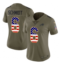Women's Nike Buffalo Bills #6 Colton Schmidt Limited Olive/USA Flag 2017 Salute to Service NFL Jersey