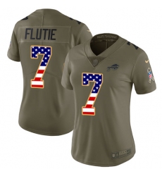 Women's Nike Buffalo Bills #7 Doug Flutie Limited Olive/USA Flag 2017 Salute to Service NFL Jersey