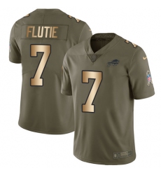 Youth Nike Buffalo Bills #7 Doug Flutie Limited Olive/Gold 2017 Salute to Service NFL Jersey