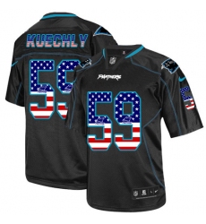 Men's Nike Carolina Panthers #59 Luke Kuechly Elite Black USA Flag Fashion NFL Jersey