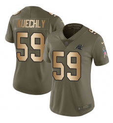 Women's Nike Carolina Panthers #59 Luke Kuechly Limited Olive/Gold 2017 Salute to Service NFL Jersey