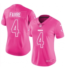Women's Nike Green Bay Packers #4 Brett Favre Limited Pink Rush Fashion NFL Jersey