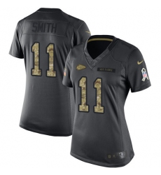 Women's Nike Kansas City Chiefs #11 Alex Smith Limited Black 2016 Salute to Service NFL Jersey