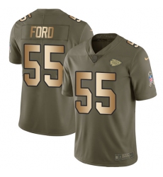 Men's Nike Kansas City Chiefs #55 Dee Ford Limited Olive/Gold 2017 Salute to Service NFL Jersey