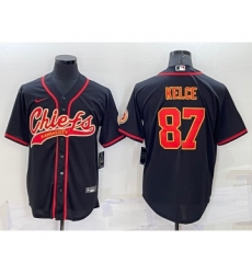Men's Kansas City Chiefs #87 Travis Kelce Black Stitched Cool Base Nike Baseball Jersey
