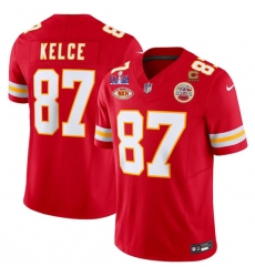 Men's Kansas City Chiefs #87 Travis Kelce Red 2024 F.U.S.E. Super Bowl LVIII With NKH And 4-star C Vapor Untouchable Limited Football Stitched Jersey