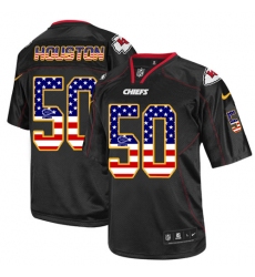 Men's Nike Kansas City Chiefs #50 Justin Houston Elite Black USA Flag Fashion NFL Jersey