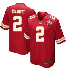 Men's Nike Kansas City Chiefs #2 Dustin Colquitt Game Red Team Color NFL Jersey