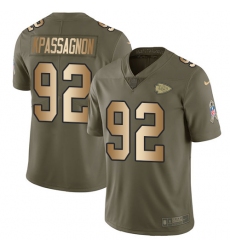 Men's Nike Kansas City Chiefs #92 Tanoh Kpassagnon Limited Olive/Gold 2017 Salute to Service NFL Jersey